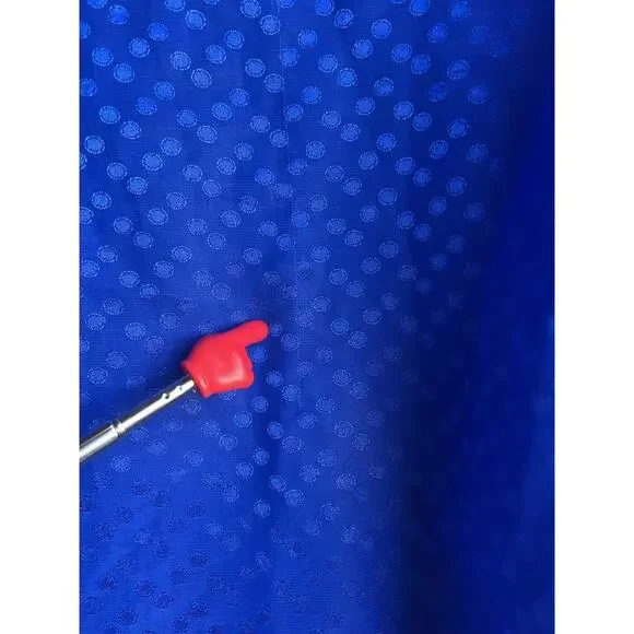 Vtg Laura and Jayne Blue Polka Dot Pleated Satin Long Sleeve Career Blouse Sz 10 - Picture 6 of 8